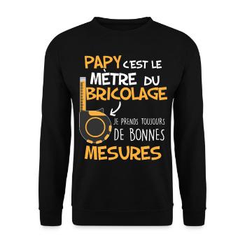 Papy bricoleur les bonnes mesures - Sweat-shirt Unisexe - noir - Devant - Alina (178cm) & Michal (187cm)