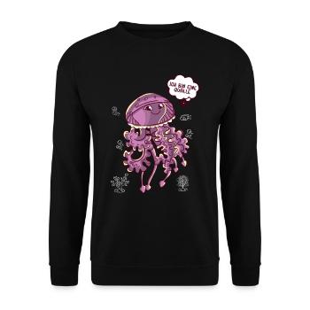 Ich bin eine Qualle Karneval Kostüm Fasching Meer - Unisex Pullover - Schwarz - Vorne - Alina (178cm) & Michal (187cm)
