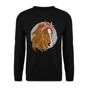 Reiter Pferdeliebhaber Pferde Bandana Reiterhof - Unisex Pullover - Schwarz - Vorne - Alina (178cm) & Michal (187cm)