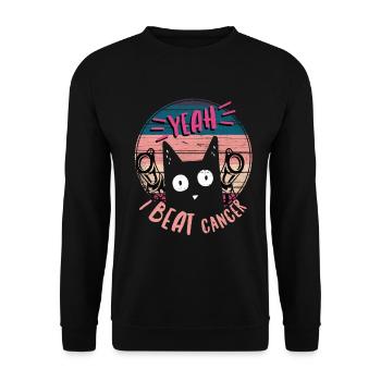 Funny Cat Beat Cancer for Cancer Survivor - Unisex Sweatshirt - black - Front - Alina (178cm) & Michal (187cm)