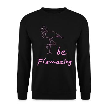 flamingo Flamingos - Unisex Pullover - Schwarz - Vorne - Alina (178cm) & Michal (187cm)