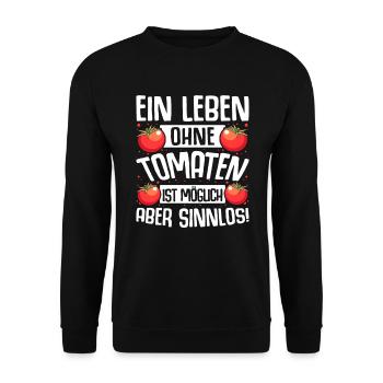 Tomaten Gärtner Hobbygärtner Geschenk Tomatenzucht - Unisex Pullover - Schwarz - Vorne - Alina (178cm) & Michal (187cm)