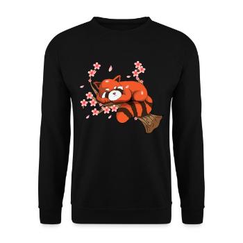 Red Panda Kirschblüten Baum Blume Japanisch Rosa - Unisex Pullover - Schwarz - Vorne - Alina (178cm) & Michal (187cm)