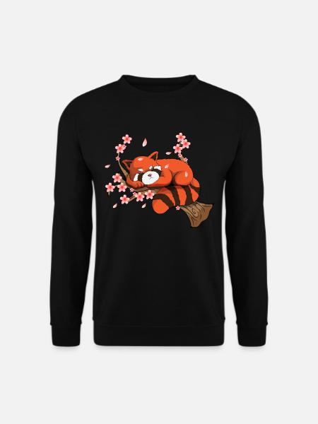 Red Panda Kirschblüten Baum Blume Japanisch Rosa - Unisex Pullover - Schwarz