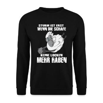 Sturm ist erst wenn die Schafe Locken Nordlichter - Unisex Pullover - Schwarz - Vorne - Alina (178cm) & Michal (187cm)
