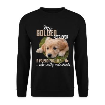 Golden-Retriever, lustiger Spruch - Unisex Pullover - Schwarz - Vorne - Alina (178cm) & Michal (187cm)