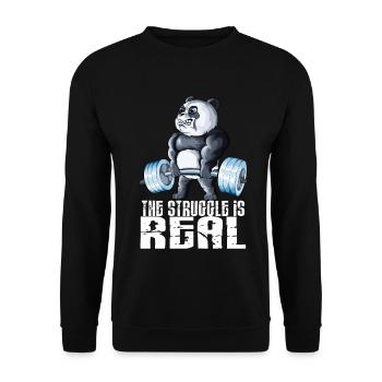 The Struggle is Real Fitness Panda Haltérophilie - Sweat-shirt Unisexe - noir - Devant - Alina (178cm) & Michal (187cm)