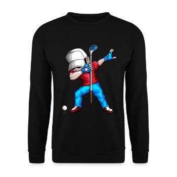 Dabbing Golfer Golfspieler Golfball Golfverein Fan - Unisex Pullover - Schwarz - Vorne - Alina (178cm) & Michal (187cm)