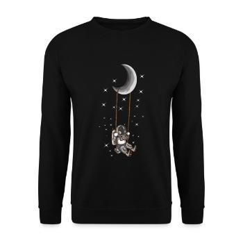 Astronaut Moon Swing Space Universe Stars - Unisex Sweatshirt - black - Front - Alina (178cm) & Michal (187cm)