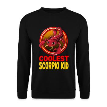 Coolest Scorpion Kid Sternzeichen Skorpion Spruch - Unisex Pullover - Schwarz - Vorne - Alina (178cm) & Michal (187cm)