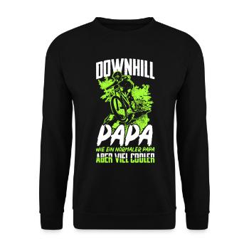 Downhill Papa Geschenk Mountainbiker MTB Radfahrer - Unisex Pullover - Schwarz - Vorne - Alina (178cm) & Michal (187cm)