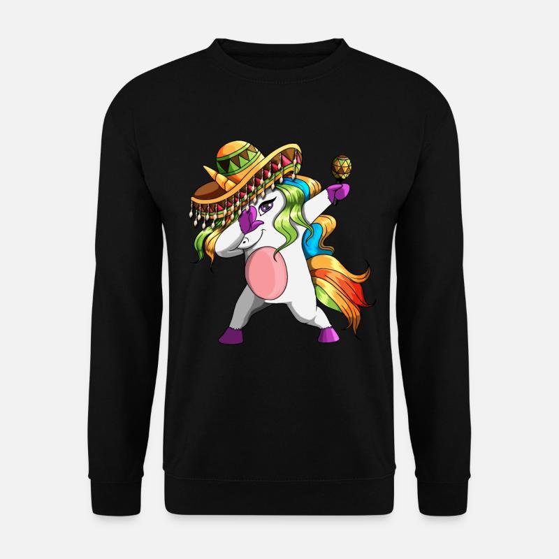 Einhorn mit Sombrero und Rassel Unicorn Fiesta - Unisex Pullover - Schwarz