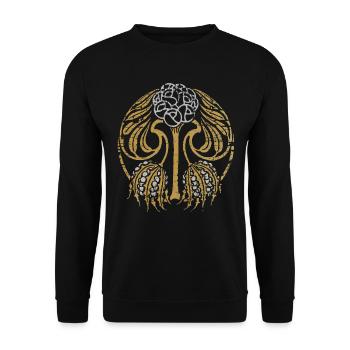Jugendstil, Vintage-1900, Mandala-Motiv - Unisex Pullover - Schwarz - Vorne - Alina (178cm) & Michal (187cm)