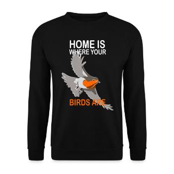 Observation des oiseaux Observation des oiseaux Observation des oiseaux - Sweat-shirt Unisexe - noir - Devant - Alina (178cm) & Michal (187cm)