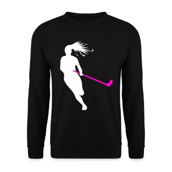 Floorball Florballerin - Unisex Pullover - Schwarz - Vorne - Alina (178cm) & Michal (187cm)