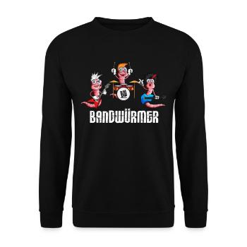 Lustige Bandwürmer Musiker Musikliebhaber Musik - Unisex Pullover - Schwarz - Vorne - Alina (178cm) & Michal (187cm)