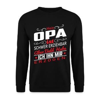 Opa schwer erziehbar - Unisex Pullover - Schwarz - Vorne - Alina (178cm) & Michal (187cm)