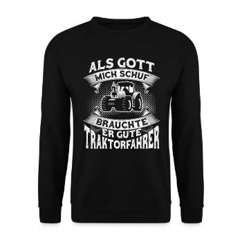 Traktor Trecker Spruch Landwirt Bauer Geschenk - Unisex Pullover - Schwarz - Vorne - Alina (178cm) & Michal (187cm)