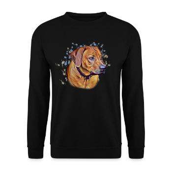 Rhodesian Ridgeback Portrait Hundebesitzer - Unisex Pullover - Schwarz - Vorne - Alina (178cm) & Michal (187cm)