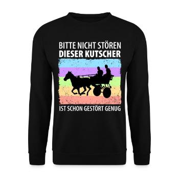 Kutscher Kutsche Pferdekutscher Kutschieren - Unisex Pullover - Schwarz - Vorne - Alina (178cm) & Michal (187cm)