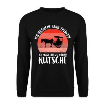 Kutscher Kutsche Pferdekutscher Kutschieren - Unisex Pullover - Schwarz - Vorne - Alina (178cm) & Michal (187cm)
