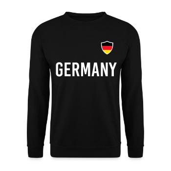 Deutschland Fußball Flagge Fahne Soccer Germany - Unisex Pullover - Schwarz - Vorne - Alina (178cm) & Michal (187cm)