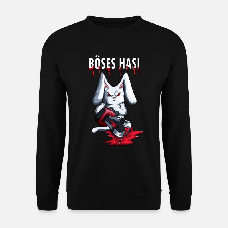 Böses Hasi lustiges Horror Motiv mit Kettensäge - Unisex Pullover - Schwarz