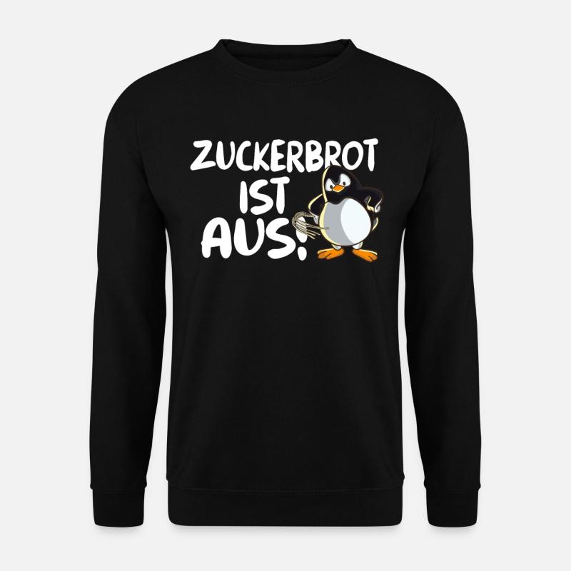 Lustiger Pinguin mit Peitsche Zuckerbrot ist aus - Unisex Pullover - Schwarz
