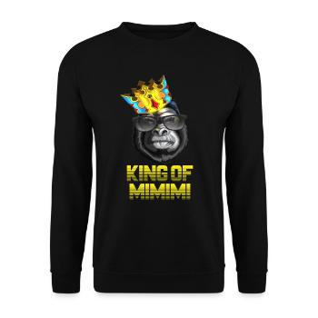 König King of Mimimi & Rumheuler Cooler Affenkönig - Unisex Pullover - Schwarz - Vorne - Alina (178cm) & Michal (187cm)