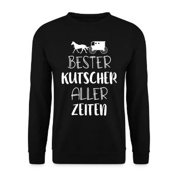 Kutscher Kutsche Pferdekutscher Kutschieren - Unisex Pullover - Schwarz - Vorne - Alina (178cm) & Michal (187cm)