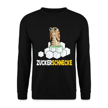 Zuckerschnecke lustiges Wortspiel Zucker Schnecke - Unisex Pullover - Schwarz - Vorne - Alina (178cm) & Michal (187cm)