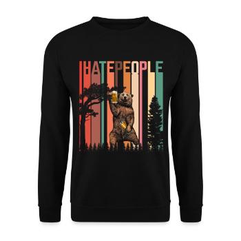 I Hate People - Unisex Sweatshirt - black - Front - Alina (178cm) & Michal (187cm)
