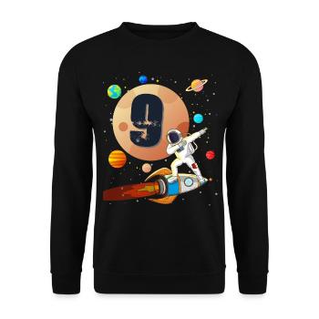 9.Geburtstag für Astronauten Jungen Rakete Mond - Unisex Pullover - Schwarz - Vorne - Alina (178cm) & Michal (187cm)