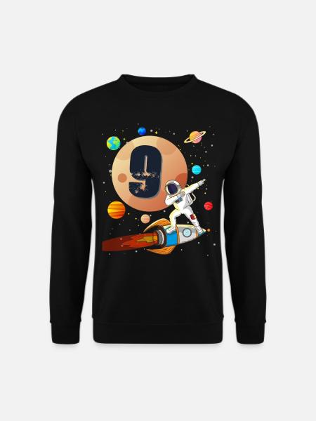 9.Geburtstag für Astronauten Jungen Rakete Mond - Unisex Pullover - Schwarz