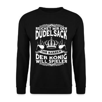 Dudelsack Instrument Dudelsackspieler Geschenk - Unisex Pullover - Schwarz - Vorne - Alina (178cm) & Michal (187cm)
