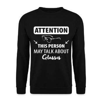 Optician Optician Glasses Spectacle wearers - Unisex Sweatshirt - black - Front - Alina (178cm) & Michal (187cm)