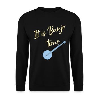 Banjo Vintage Bluegrass joueur de musique cadeau - Sweat-shirt Unisexe - noir - Devant - Alina (178cm) & Michal (187cm)