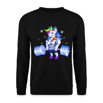 Fitness Unicorn Weightlifting Dumbbell Gym - Unisex Sweatshirt - black - Front - Alina (178cm) & Michal (187cm)