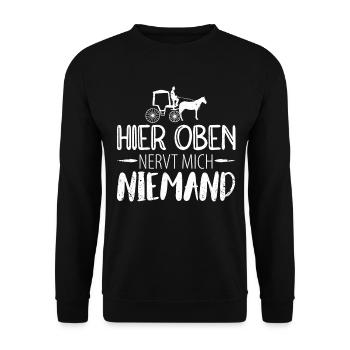 Kutscher Kutsche Pferdekutscher Kutschieren - Unisex Pullover - Schwarz - Vorne - Alina (178cm) & Michal (187cm)