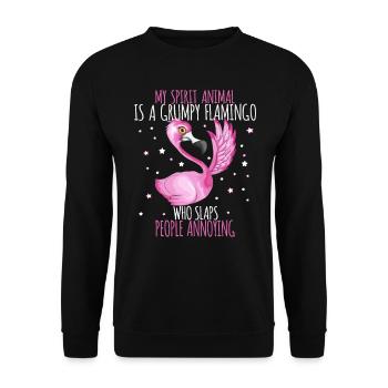 Flamingo Ohrfeige Nervige Menschen Spaßig Witzig - Unisex Pullover - Schwarz - Vorne - Alina (178cm) & Michal (187cm)