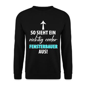 Fenstermonteur Fenster Fensterbauer Baustelle - Unisex Pullover - Schwarz - Vorne - Alina (178cm) & Michal (187cm)