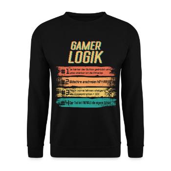 Gamer Logik PS 5 Computer PC Controller Zocker - Unisex Pullover - Schwarz - Vorne - Alina (178cm) & Michal (187cm)