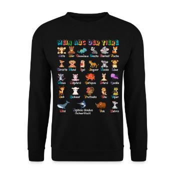 Mein ABC der Tiere Tierarten Alphabet A-Z Deutsch - Unisex Pullover - Schwarz - Vorne - Alina (178cm) & Michal (187cm)