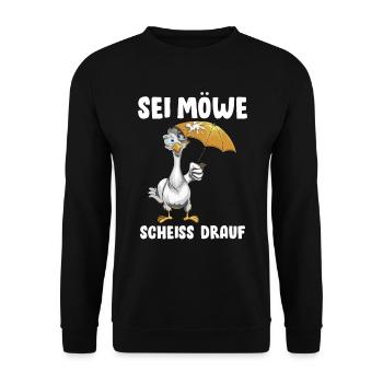 Nord Küste Norddeutsch Meer Sei Möwe Scheiss drauf - Unisex Pullover - Schwarz - Vorne - Alina (178cm) & Michal (187cm)