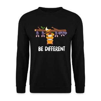Fledermäuse & Fuchs Sei anders be different - Unisex Pullover - Schwarz - Vorne - Alina (178cm) & Michal (187cm)