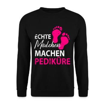 Fußpflege Pediküre Podologe Nagelstudio Geschenk - Unisex Pullover - Schwarz - Vorne - Alina (178cm) & Michal (187cm)