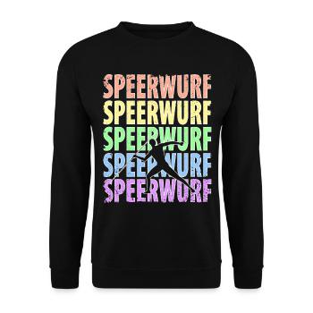 Speerwurf Speerwerfen Speerwerfer - Unisex Pullover - Schwarz - Vorne - Alina (178cm) & Michal (187cm)