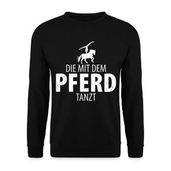 Pferde Pferd Voltigierer Voltigieren Volti Damen - Unisex Pullover - Schwarz - Vorne - Alina (178cm) & Michal (187cm)