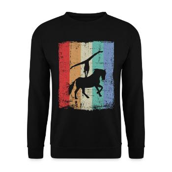 Pferde Pferd Voltigierer Voltigieren Volti Vintage - Unisex Pullover - Schwarz - Vorne - Alina (178cm) & Michal (187cm)