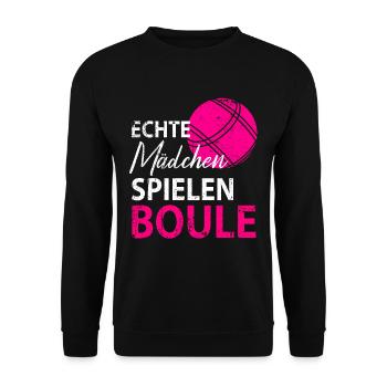 Boule Petanque Boccia Boules Damen Frauen Mädchen - Unisex Pullover - Schwarz - Vorne - Alina (178cm) & Michal (187cm)